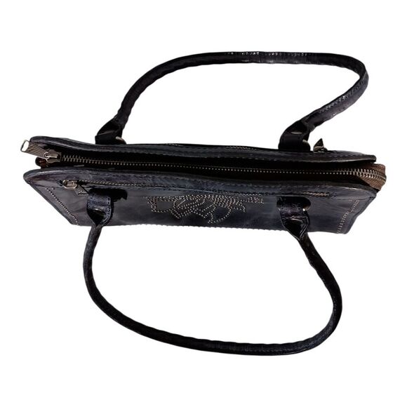 Patricia Nash Calvi Shoulder Bag Tote Studded Embellished Rose Navy Blue Leather - Picture 11 of 15